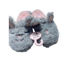 Grey & Pink Bunny Slippers Cute Kids House Slippers, Size 12/13 Girls, Brand New